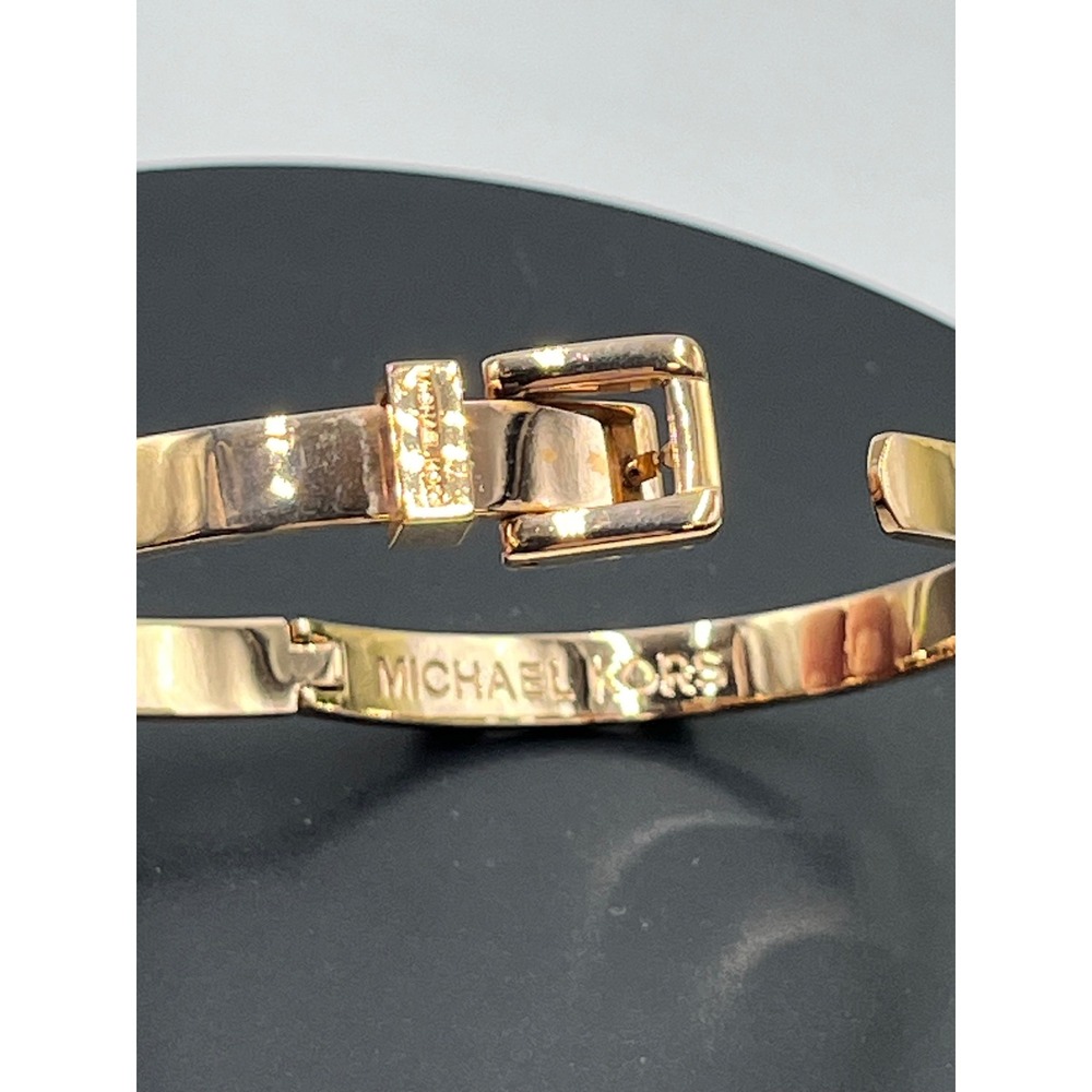 Michael Kors Designer Astor Rose Gold Buckle Closure Bangle Bracelet - Picture 5 of 16